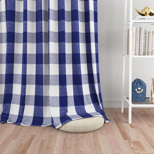 Miniatura 13 de UPOPO Cortinas de ventana Buffalo Check 122 cm de largo, cortinas de algodón para sala de estar, paneles de cortina a cuadros para dormitorio