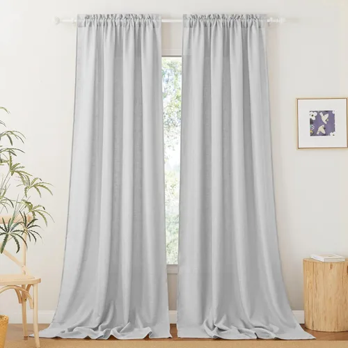 Miniatura 23 de RYB HOME Cortinas extralargas de 108 pulgadas de largo, transpirables con bolsillo para barra, cortinas traslúcidas blancas para sala de estar