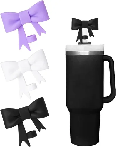 Miniatura 17 de Juego de 4 fundas de popote con diseño de estrella compatibles con vasos Stanley de 30 y 40 onzas, reutilizables, bonitas puntas de popote