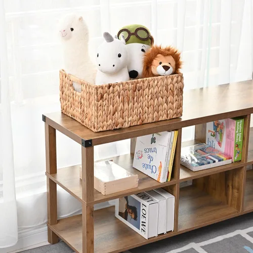 Miniatura 2 de Cesta de mimbre grande para organización, rectangular a prueba de humedad, cesta de almacenamiento de mimbre grande de plástico para estante