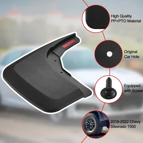 Miniatura 5 de BDFHYK Protectores contra salpicaduras de barro, 4 protectores de lodo laterales delanteros y traseros compatibles con Chevy Silverado 1500 2019-2022