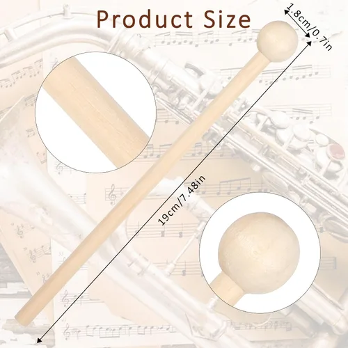 Miniatura 2 de 2 mazos de xilófono de madera, palos de percusión de 7.5 pulgadas para xilófono Glockenspiel Bell Timbre tambor de madera