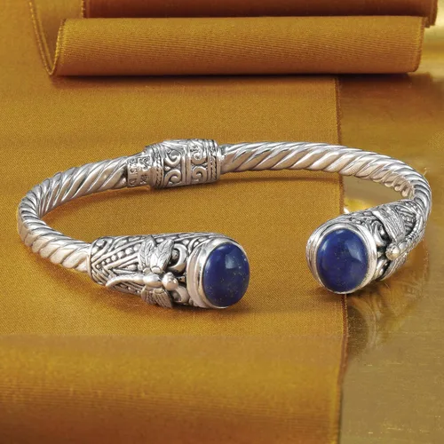 Miniatura 3 de Ross-Simons Lapis Bali-Style Dragonfly Cuff Bracelet in Sterling Silver and 18kt Yellow Gold