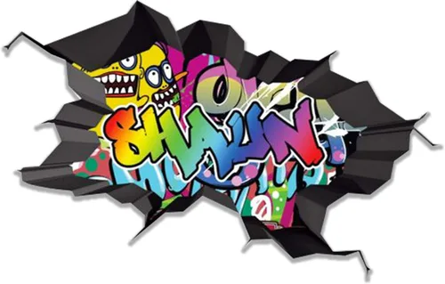 Miniatura 14 de Calcomanía de pared con nombre personalizado, graffiti 3D Arte personalizado calcomanía decorativa de vinilo Removible Despegar y pegar