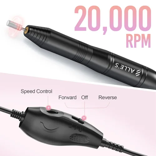 Miniatura 2 de Taladro de uñas eléctrico de 20000 rpm, compacto, portátil, Efile, profesional, manicura y pedicura, kit de taladro de lima de uñas para acrílico