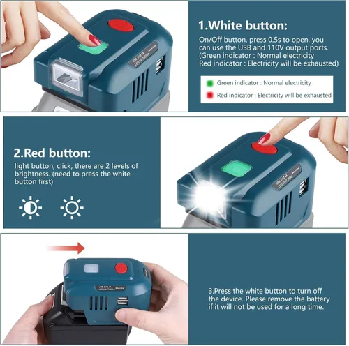 Miniatura 4 de Adaptador de cargador de teléfono de 150 W para Makita de 18 V, URUN DC 18 V a CA 120 V, fuente de alimentación inversor superior para Makita