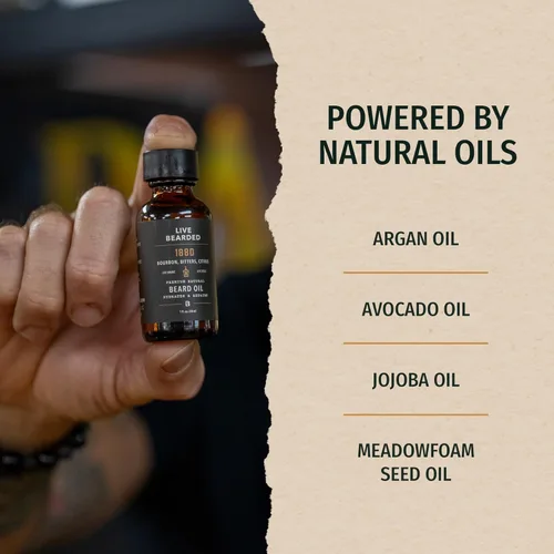 Miniatura 4 de Live Bearded Aceite para barba, 1 fl oz – Jojoba totalmente natural de primera calidad – Fabricado en los Estados Unidos – Cuidado del cabello