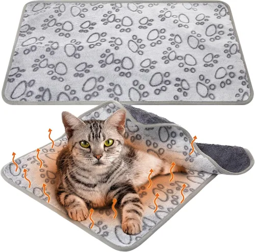 Miniatura 13 de 2 Piezas Almohadillas Grandes Autocalentables para Gatos, Alfombra Autocalentable para Gatos, Cama para Jaula de Perros, Mantas para Mascotas
