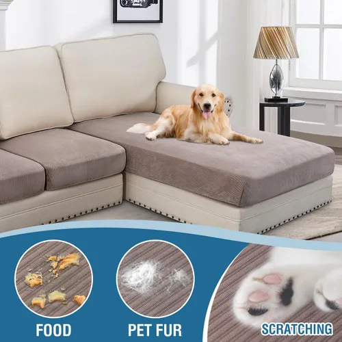 Miniatura 530 de H.VERSAILTEX Funda de cojín elástica de terciopelo para sofá, funda de cojín de felpa para silla, sofá biplaza o sofá, protector de muebles, cojín