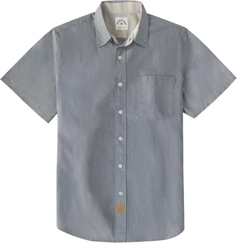 Miniatura 9 de Dubinik® Camisas de manga corta con botones para hombre, 100% algodón, a cuadros, camisas casuales con bolsillo