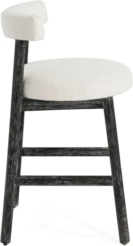 Miniatura 9 de Christopher Knight Home Annes Taburetes de Bar de Altura de Mostrador Juego de 2, Taburete de Bar Redondo de Tela Boucle para Isla de Cocina, Silla