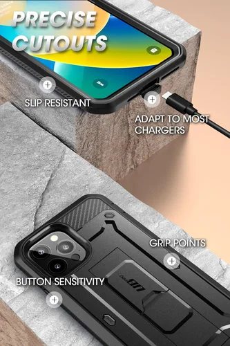 Miniatura 7 de SUPCASE Funda para iPhone 14 Pro con soporte y clip para cinturón (Unicorn Beetle Pro), [protector de pantalla integrado]
