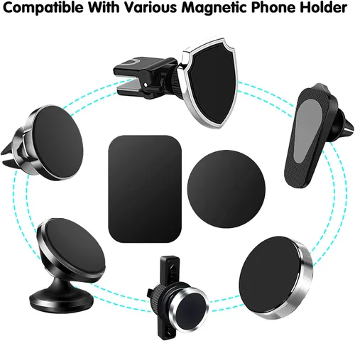 Miniatura 3 de Placas de metal delgadas adhesivas (compatibles con soportes magnéticos), 4 placas de metal para funda de teléfono para automóvil