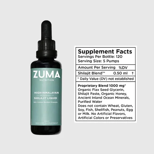 Miniatura 2 de Zuma Nutrition Tónico líquido Shilajit del Himalaya, vegetariano, hecho con shilajit silvestre y minerales oceánicos, suplemento mineral para apoyo