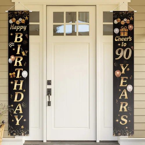 Miniatura 76 de Cartel de Feliz cumpleaños para la puerta, color negro