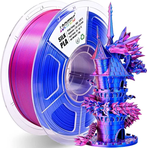 Miniatura 20 de Filamento de impresora 3D PLA, arcoíris 3 en 1, filamento PLA de 1.75mm +/-0.02mm, filamento sedoso de impresión de alta velocidad de tres