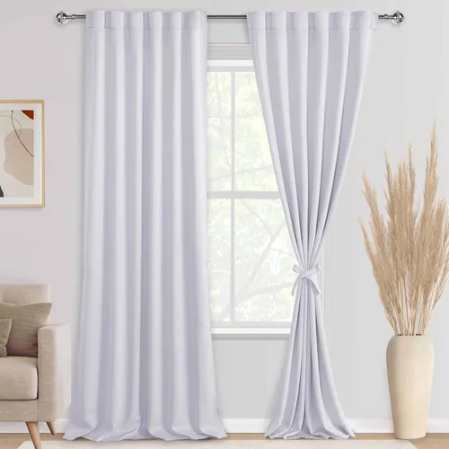 Miniatura 14 de DWCN Cortinas opacas con pestaña trasera para ventana - Cortinas opacas con bolsillo para barra para oscurecer la habitación para dormitorio/sala