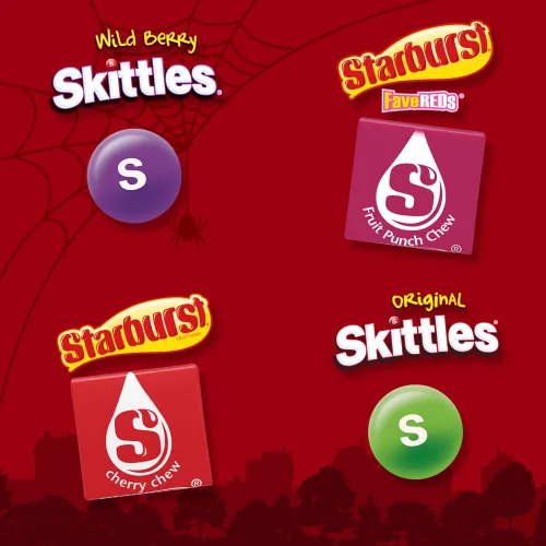 Miniatura 3 de Skittles, Starburst Fun Size Chewy Candy Surtido Variedad, envueltos individualmente, 32.28 onzas, bolsa a granel
