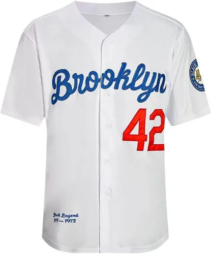 Miniatura 2 de Camiseta de béisbol negra con leyenda número 42 vintage bordada retro Lightsout camisetas para hombre