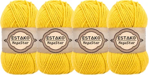 Miniatura 40 de Estako Megastar, 3.52 Oz (100g) de hilo de acrílico 75% y lana 25%, suave, peso grueso voluminoso #5 para crochet y tejer 120 yardas (110m)