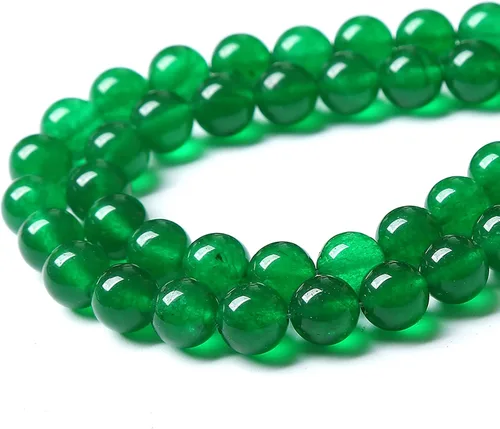 Miniatura 3 de 90 cuentas de jade verde chino natural, calcedonia, redondas, sueltas, cristales energéticos curativos, para hacer joyas y pulseras