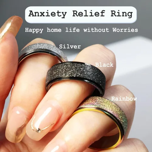 Miniatura 4 de Anillo giratorio para hombre, de acero inoxidable, juguetes para ansiedad, anillo de ansiedad para mujeres y hombres, 0.315 pulgadas de ancho