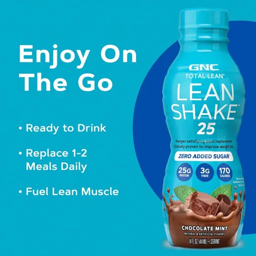 Miniatura 7 de GNC Total Lean - Batido magro de chocolate y menta, 14 onzas, 12 botellas