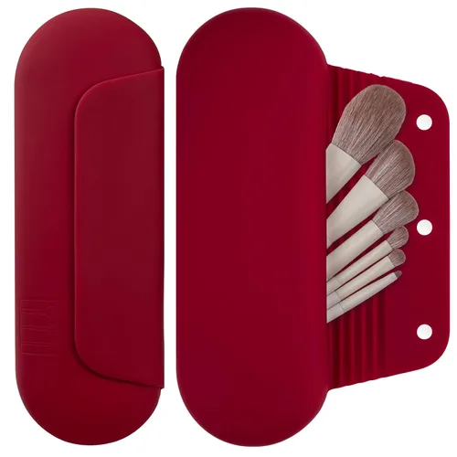 Miniatura 20 de AGIKET Soporte de silicona para brochas de maquillaje, bolsa de cosméticos de viaje: soporte suave y portátil para brochas cosméticas faciales