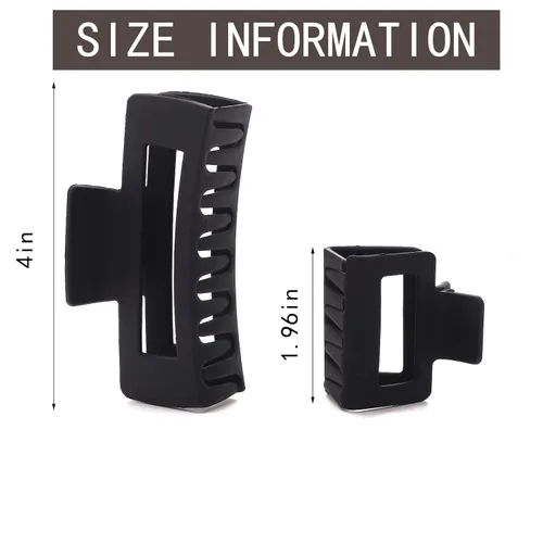 Miniatura 2 de Paquete de 12 pinzas tipo garra cuadradas negras, pinzas tipo garra rectangulares grandes y pequeñas neutrales, pinzas para cabello grandes mate