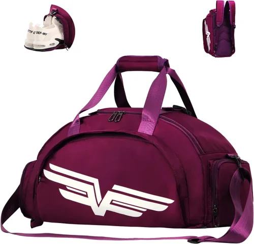 FIORETTO Bolsa de deporte para hombre con bolsillo húmedo y compartimento para zapatos, ideal para viajes, gimnasio, deportes, natación, B-Morado