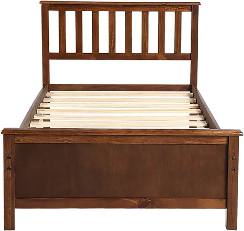 Miniatura 8 de Twin Bed, Premium Platform Bed Frame with Strong Wood Slat Support, Easy Assembly, No Box Spring Needed (Walnut)