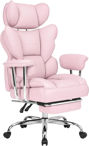 Miniatura 19 de DUMOS Silla de escritorio grande y alta para oficina en casa, silla de computadora para juegos, silla ergonómica ejecutiva con reposapiés, respaldo