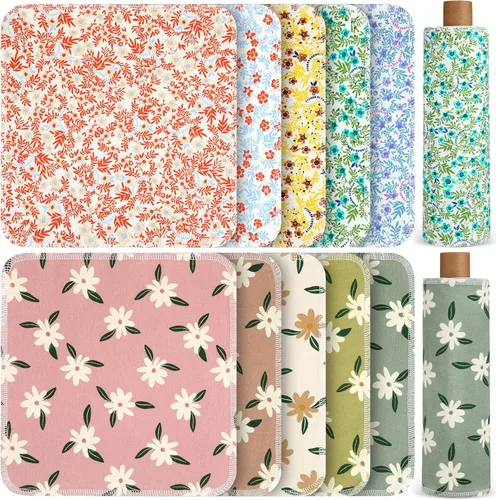 Miniatura 36 de Redbaker 50 piezas de toallas de papel reutilizables, paños de algodón reutilizables sin papel, toallas de papel absorbentes lavables para inodoro