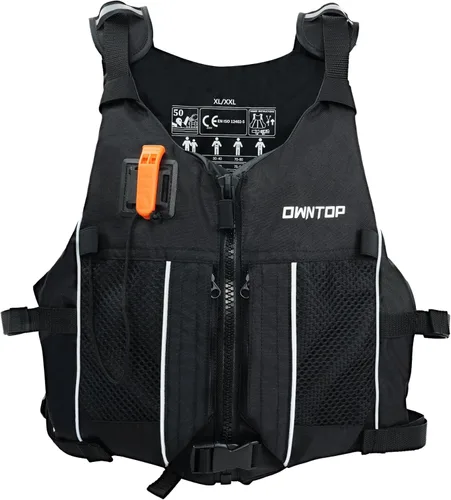 Owntop Chaqueta de natación para adultos y jóvenes, paquete de hidratación, bolsillos de malla duales, silbato adjunto, ultrafina para un movimiento