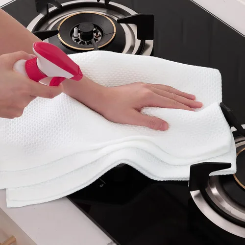 Miniatura 310 de Homaxy Trapos de cocina de 100% algodón, tejido de punto gofre, ultrasuaves, absorbentes y de secado rápido, 12 x 12 pulgadas, paquete de 6, blanco