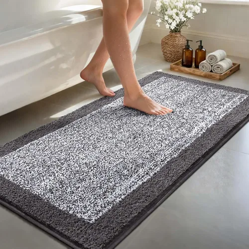 Miniatura 31 de Alfombras de baño de 17 x 24 pulgadas, antideslizantes, lavables, color gris, para bañera, tapete de baño para baño, tapete suave y absorbente