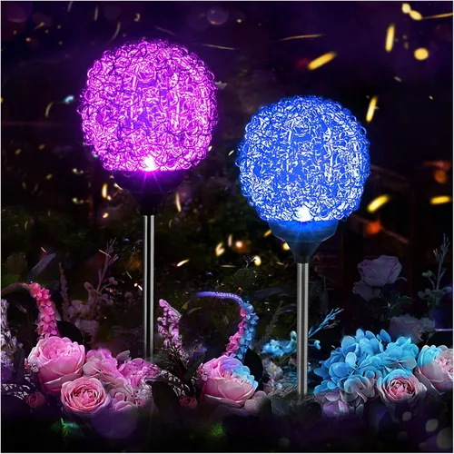 Luces solares de jardín para exteriores, luz de jardín alimentada por globo, luces LED solares de estaca multicolor cambiantes para patio, patio,