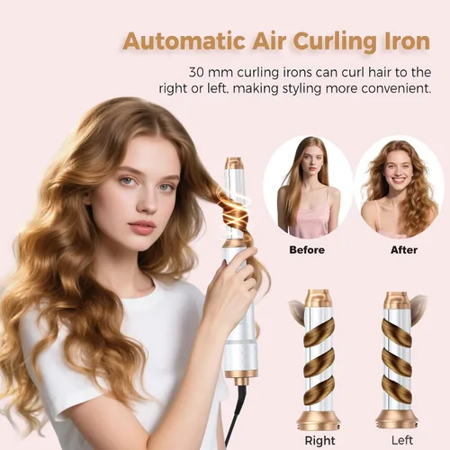 Miniatura 3 de Cepillo secador de cabello mágico Air Styler 6 en 1, cepillo secador iónico negativo y 3 configuraciones de calor, rizado automático desmontable