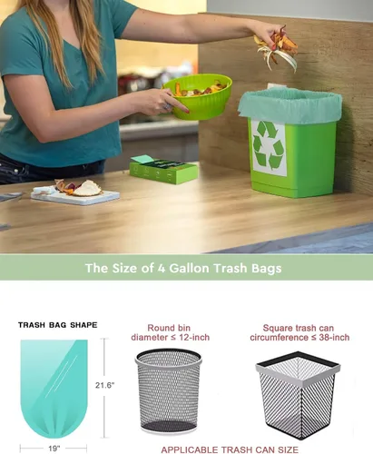 Miniatura 3 de AYOTEE - Bolsas de basura pequeñas de 4 a 6 galones, bolsas de basura compostables, 60 unidades, ultra fuertes, sin perfume, mini bolsas de basura