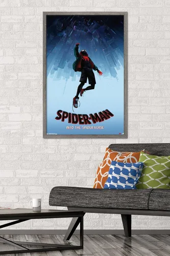 Miniatura 2 de Trends International Spider-Man de Marvel póster Into The Spider-Verse-Falling de 22.37 x 34 pulgadas, versión enmarcada en madera reutilizada