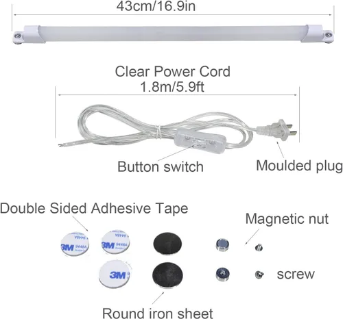 Miniatura 2 de STBTECH Luces LED de 110 V para debajo del gabinete, iluminación LED de 17 pulgadas con cable de enchufe de 6 pies, lámpara de escritorio de lectura