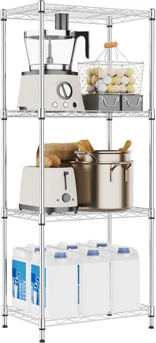 Miniatura 56 de M MZG Estantería de almacenamiento de 5 estantes, estantería de alambre de metal resistente, estantería de almacenamiento ajustable para garaje