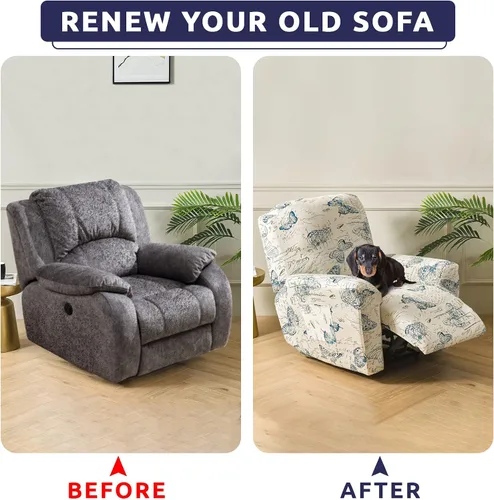 Miniatura 6 de Iauddy Funda para Sillón Reclinable - Funda Elástica Suave Antideslizante para Silla Reclinable de 4 Piezas, Protector de Muebles para Sillón