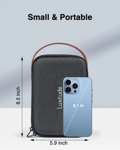 Miniatura 4 de Luxtude Tech - Funda organizadora de viaje, organizador de electrónica portátil, funda rígida con cremallera para cables de carga, cargadores