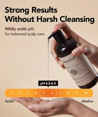 Miniatura 6 de Motifull Champú espesante que aumenta el cabello para un cabello de aspecto adelgazante Biotina, cafeína y TrinogeniX Raíces visiblemente más