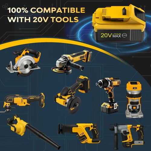 Miniatura 5 de Paquete de 2 baterías de iones de litio de 6.0Ah 20V Max para Dewalt – Reemplazo para baterías Dewalt Dewalt DCB201, DCB200, DCB205, DCB206, DCB207