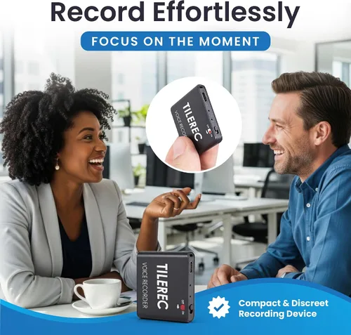 Miniatura 3 de TileRec Grabadora de audio activada por voz, dictáfono digital de 64 GB con reproducción, USB-C, caja de metal, grabadora portátil para reuniones