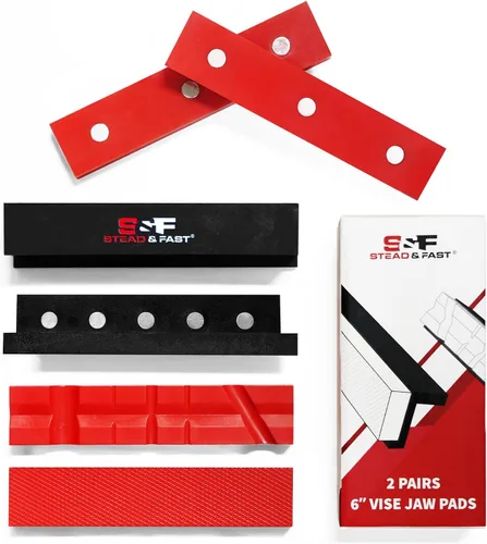 Miniatura 8 de S&F STEAD & FAST Mandíbulas suaves de 4.5 pulgadas para tornillo de banco con soporte en Z, 2 pares, almohadillas de mordaza fuertemente magnéticas