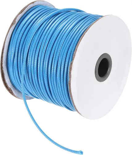 Miniatura 60 de MECCANIXITY Cordón encerado de poliéster encerado de 0.020 in, cuerda de cera de 175 yardas para hacer pulseras, collares, cuentas, joyería y Negro