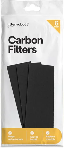 Whisker - 3 filtros de carbono Litter-Robot - Paquete de 6 filtros de caja de arena, diseñado para robot de basura, absorbe olores y controla la